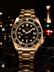 Custom Élan Noir Tempesta Automatic GMT Watch 41mm Steel Gold/Black NH35