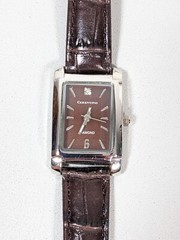 Cerentino Womans Brown Dial Silver Tone Rectangle Case Brown Band Watch 7.5 In