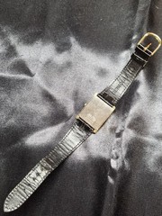 Seiko Quartz Rectangle Dress Watch 26.8mm White Dial Black Leather Strap