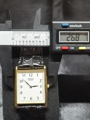 Seiko Quartz Rectangle Dress Watch 26.8mm White Dial Black Leather Strap