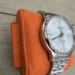 Seiko Presage Automatic GMT Silver Sunburst Dial SS Bracelet Date WR