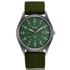 Luminous Military Army 24 Hours Dial Nylon Strap USA Date Quartz Watch
