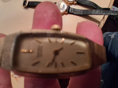 Seiko Analog Gold Tone Rectangle Case Gold Dial Stick Index Metal Bracelet