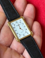 Rare Favre-Leuba Geneve Tank 0856-51 Swiss quartz gold plated 10mic 30x22mm