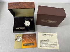 Girard Perregaux Gyromatic Rare Left Hand Auto NOS 32mm Dress Watch BOX & PAPERS