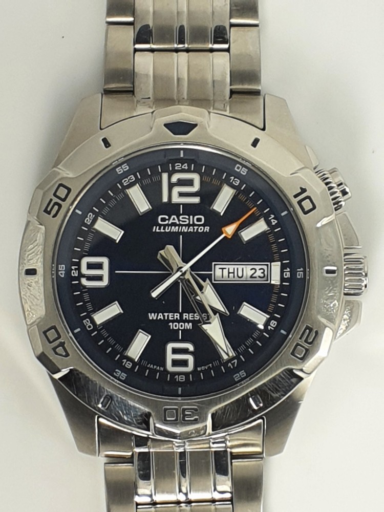 CASIO ILLUMINATOR MTD-1082 REFRESHED 24-HOUR DAY/DATE MEN’S WATCH NEW BATTERIES