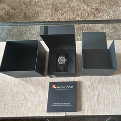 Hamilton Khaki Field Quartz 38mm Black Dial Date SS Brown Leather Watch w/ Box