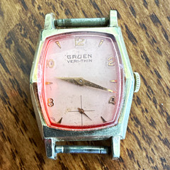 Gruen Veri-Thin Manual Mechanical Pink Dial Cushion Watch 10K RGP Bezel