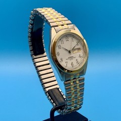 Men’s Dress Quartz Wristwatch Day/Date Two Tone Japan Movt Working New Battery