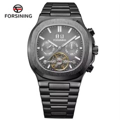 FORSINING Brand Tourbillon Men’s Automatic Mechanical Stainless Steel Band Watch