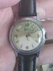 Gruen Precision Vintage Manual Wind Anti-Magnetic Cream Dial Black Leather