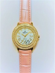 Akins ladies jewelry watch Italian brand, cz-stone with pearl dial,Burma jade.