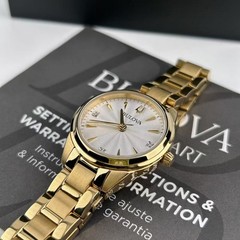 New Bulova Sutton 97P150 White Diamond Dial Stainless Steel Women’s Quartz Watch