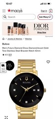 Bulova Men’s Diamond Accent Black Dial Gold-Tone Bracelet Quartz Date Watch