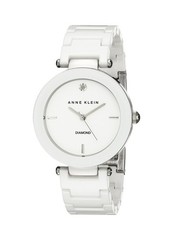 Anne Klein Womens AK/1019WTWT Diamond-Accented Watch with Ceramic Bracelet
