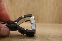 Ladies Fossil ES-1719 Dark Brown Wood Diamond Accent Watch – NEW BATTERY 6.75″