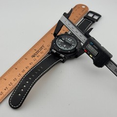 Geneva Quartz Watch Men Black Easy Read Japan Movt Large 51mm Analog New Battery