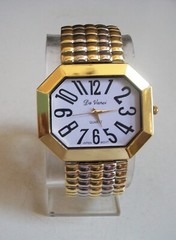 Women Number Dial Stretch Band Black, Gold & Silver Finish Fashion Watch