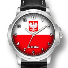 POLISH EAGLE POLAND FLAG COAT ARMS GENTS WRIST WATCH BIRTHDAY BETS GIFT ENGRAVED