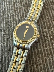 Movado Museum Two Tone 85-E4-9812 Diamond Bezel Watch