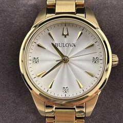 New Bulova Sutton 97P150 White Diamond Dial Stainless Steel Women’s Quartz Watch