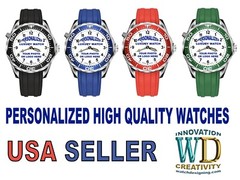 Personalized WATCH custom Logo Pic Photo NEW 42.5mm Silver Black Blue Red Green