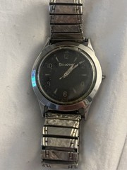 Bulova Self-Winding Automatic Vintage 1950s Black Dial Silver Bracelet