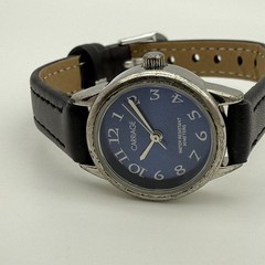 Women’s CARRIAGE Silver Tone Petite Blue Dial Watch, 22mm, Black Leather, Runs