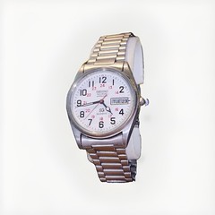 Vintage Seiko Mens Watch 34mm Railroad Approved Day Date Runs Great W/ SQ Band