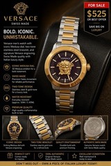 Versace Men’s Swiss Made Quartz Medusa Two-Tone Stainless Steel 43mm Watch