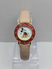 Vintage Lorus Seiko Disney Mickey Mouse Watch Gold Red Pink New Battery Runs