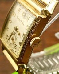 Vintage Bulova Rectangular Swiss Watch – Art Deco Gold Tone Dress Watch |
