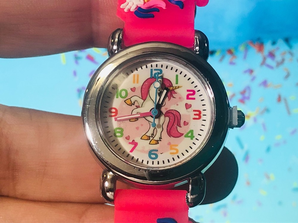 Children’s Unicorn Silicone Watch – Fits up to 6 1/2″ – Color Pink – Quartz NEW