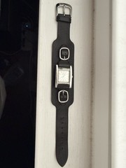 Guess Watch Women G66222L 22mm Silver Tone Bling Black Leather Band