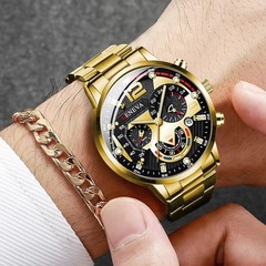 2PCS Men’s Quartz Watch Set Steel Band Business Analog Wrist Watch No Box