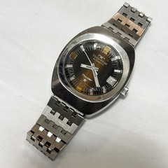 TECHNOS Thunder Automatic Watch Black Dial Silver Band Date 18cm Working