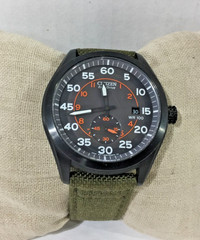 Citizen Eco-Drive Watch Men’s 42mm Black Dial Green Canvas Military B690-S086736
