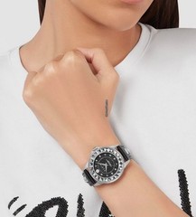 $585 Philipp Plein New Lady Rock Watch Silver Stainless PWPQA0124 Spikes Auth