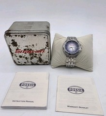 Fossil Snap-on Watch 41mm Stainless Steel Date Glow In Dark New Battery 7″