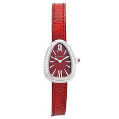 Bvlgari Serpenti SPS27C9SDL Stainless Steel Diamond 20.0mm Red Dial #YKW782