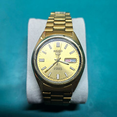 Seiko 5 Automatic Day/Date Gold Dial Gold Bracelet Vintage 36-39.9mm