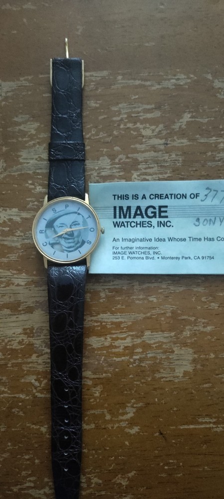 Image Watches, Inc. Criptos Analog Quartz Watch Gold Case Black Leather 36-39mm