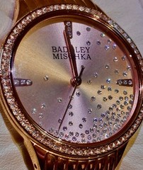 Badgley Mischka Rose Gold Dress Watch Crystal Floating Confetti Dial BA/1384