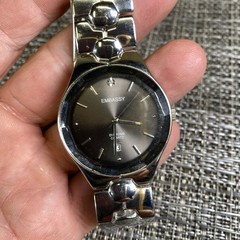 Embassy Watch Men Diamond Silver Tone Faceted Crystal New Battery
