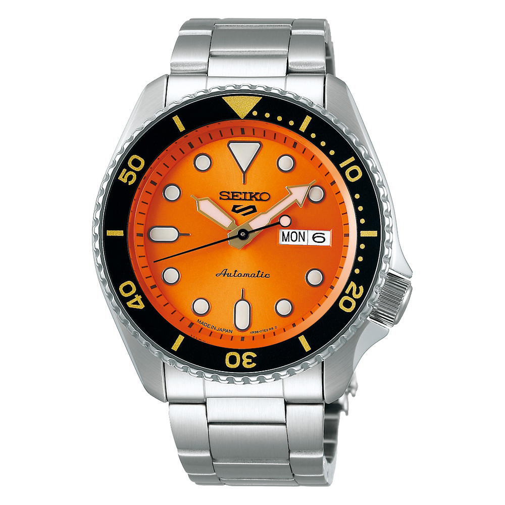 Seiko 5 Sports Orange Sunray Dial With Gold/ Black Accents Men’s Watch SRPD59K1