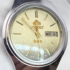 Vintage Orient Crystal 3 Star Automatic Two Tone Dial Day/Date 36mm Men’s Watch