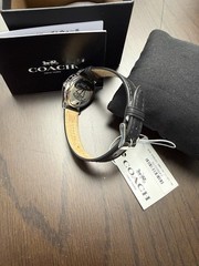 Coach Grand Woman’s Watch Silver Dial Black Leather Strap 28mm Brand New