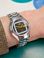 Orient 3 Star Japan Vintage Automatic Watch 1970s Men Day Date Crystal Two Tone