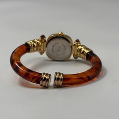 Joan Rivers Watch Women Gold Tone Brown Animal Print Cuff Band Works 6.25″