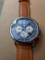 Jack Mason Avigator Meca-Quartz Chronograph Watch 42Mm | Navy Dial On Tan Strap